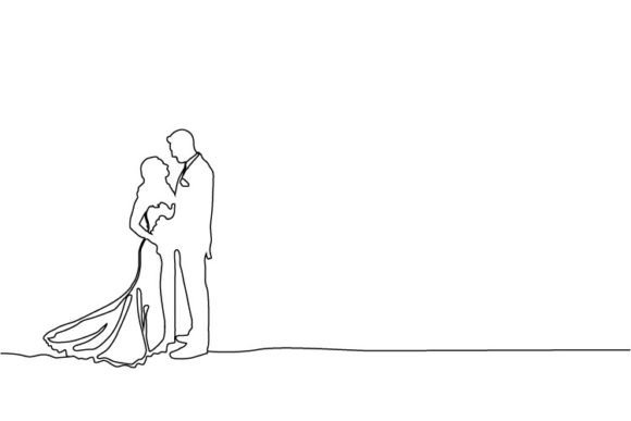 Abstract Monoline Couple Wedding Design: Elegant Line Art for Projects