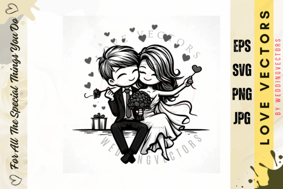 C3742: Where Wedding Couple Vectors Meet Artistic Romance