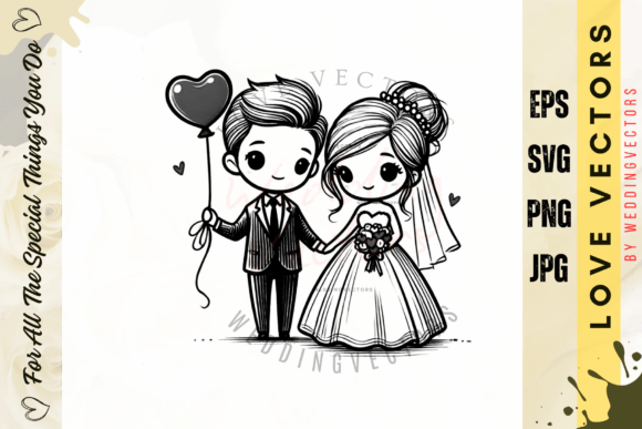 Celebrating Love with Wedding Couple Vectors - C3970