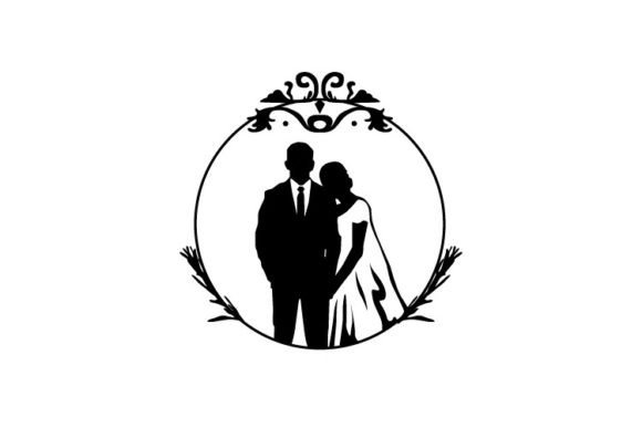 Elegant Wedding Silhouette Monogram Illustration for Your Designs