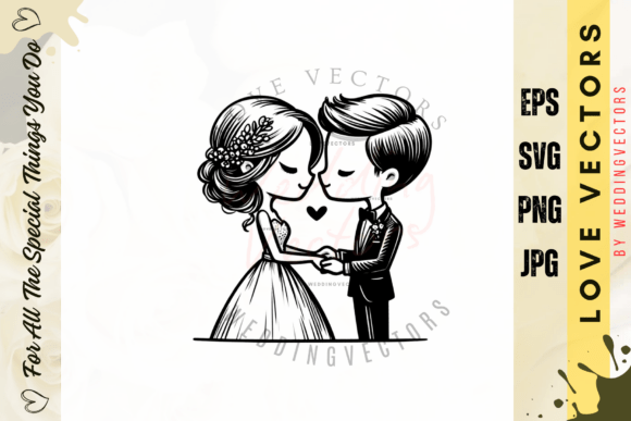 Infuse Romance into Every Design with Wedding Couple and Love Vectors - C3752