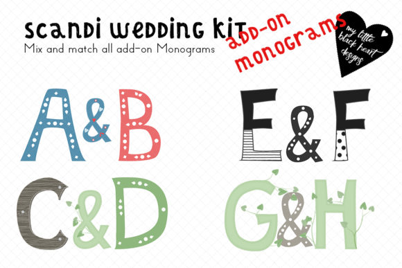 Scandi-Wedding Add-on Leaf Monogram Set