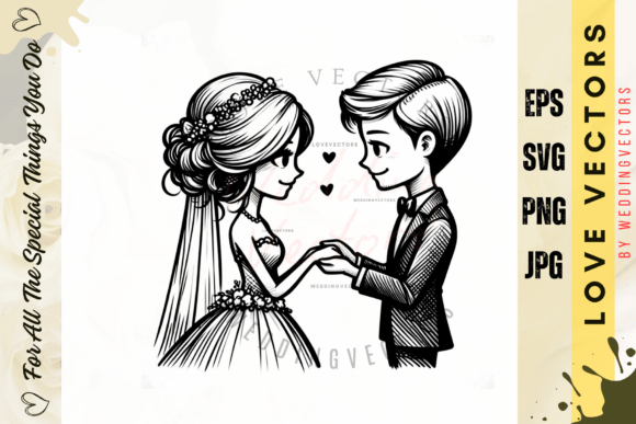 Timeless Romance: Designing with Wedding Couple and Love Vectors - C3774