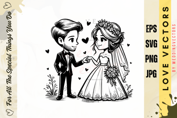 Timeless Romance in Design: The C3836 Wedding Couple & Love Vectors