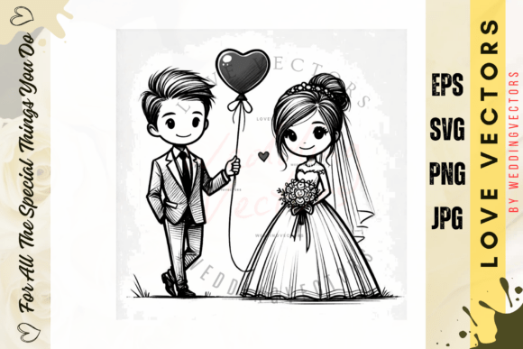 Timeless Romance: Using Wedding Couple and Love Vectors - C3914