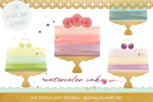 Watercolor Wedding Cake Clipart Set: Ink Splatter & Borders