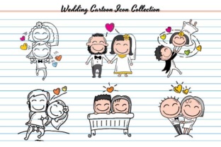 Wedding Cartoon Icon: Adorable Illustrations for Your Designs