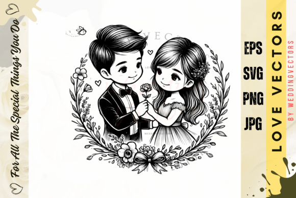Wedding Couple and Love Vectors - C3809: Timeless Romance