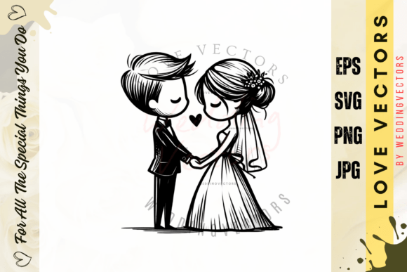 Wedding Couple and Love Vectors - C3981: A Whimsical Touch for Creative Projects