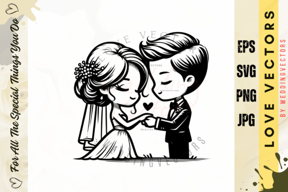 Wedding Couple & Love Vectors: A Luxury Bridal Illustration