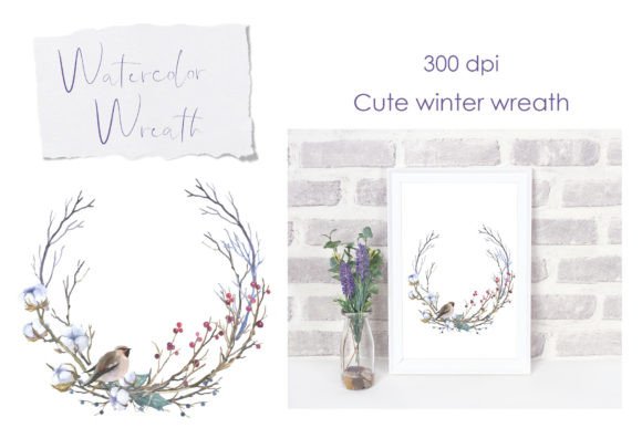 Winter Wreath PNG: Watercolor Wedding Greenery Clipart